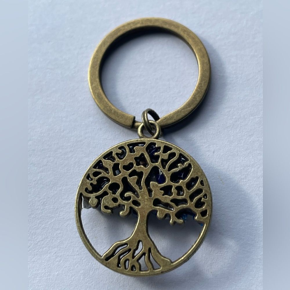 Tree of Life Natural Blue Stone (Sodalite) Keychain - Picture 14 of 16